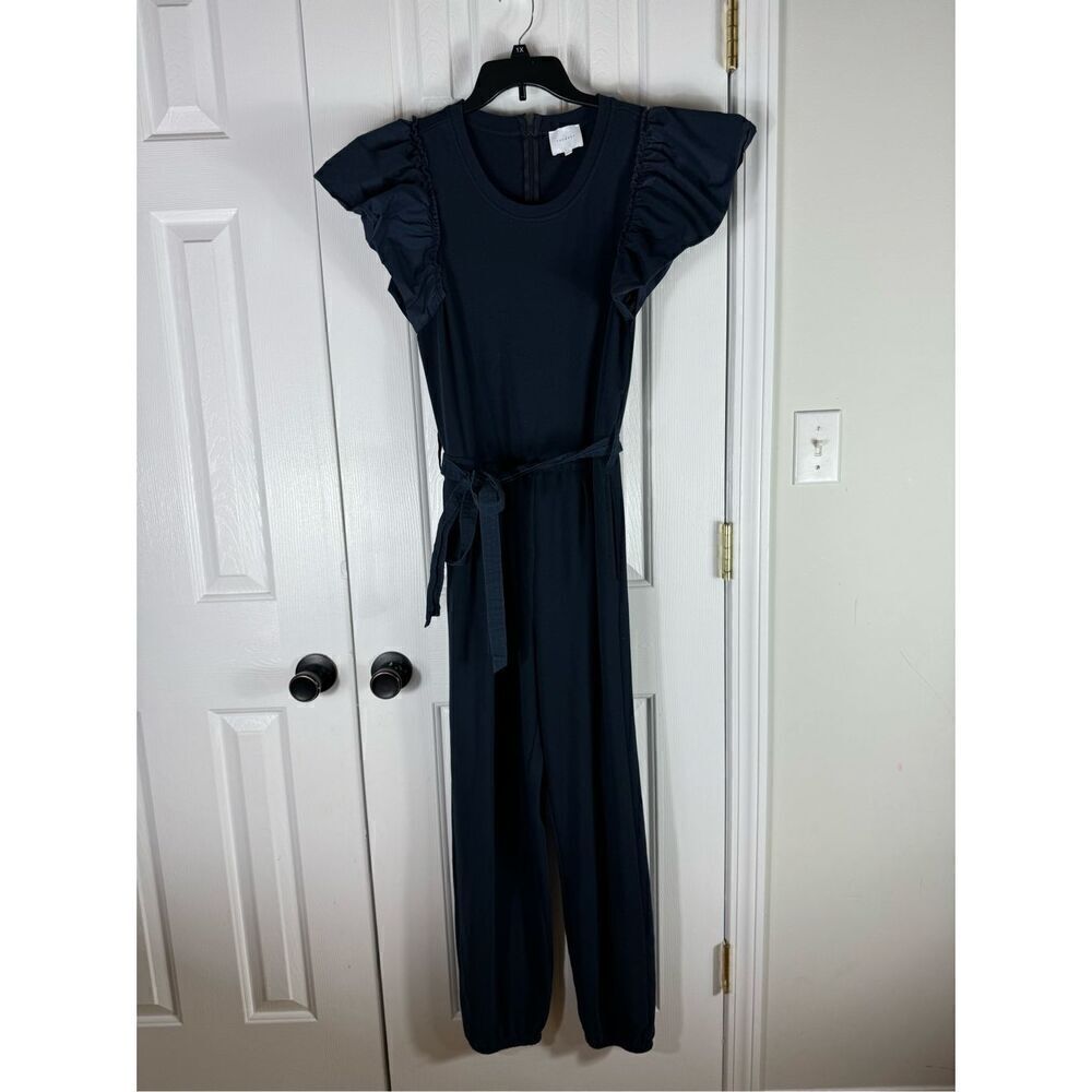 Sundays Anthropologie Womens Navy Romper Pant Suit Size Large
